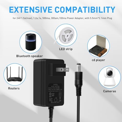 Universal 12 V 2 A AC to DC Power Supply Adapter – High-Efficiency Converter for LED Light Strips, CCTV Security Cameras, and Network Routers – Global Voltage Compatibility (100 V-240 V) with Advanced Over-Current and Short-Circuit Protection for Safe Device Operation