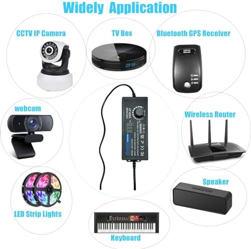 Versatile 120 W Universal AC to DC Power Adapter – Adjustable 3 V to 12 V, 10 A Output with 14 Interchangeable Tips & Polarity Converter for Seamless Compatibility with LED Strip Lights, Printers, CCTV Cameras, and More – Ultimate Efficiency and Durability Ensured
