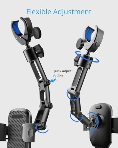 Premium Aluminum Alloy Rear View Mirror Smartphone Holder – Versatile Multi-Angle Adjustment and Rotatable Car Mount for 4-7 Inch Devices – Elevate Driving Safety and Accessibility with Stylish Black Finish for i Phone and Android Users