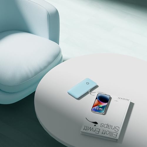 Ultimate Q 10000 m Ah Slim Power Bank with Built-in AC Plug – Ultra-Portable Charger for i Phone, Samsung, Android & Tablets – Four Output Ports for Simultaneous Charging, Includes Micro USB & USB-C Cables – Experience Enhanced Compatibility & Rapid Power on the Go