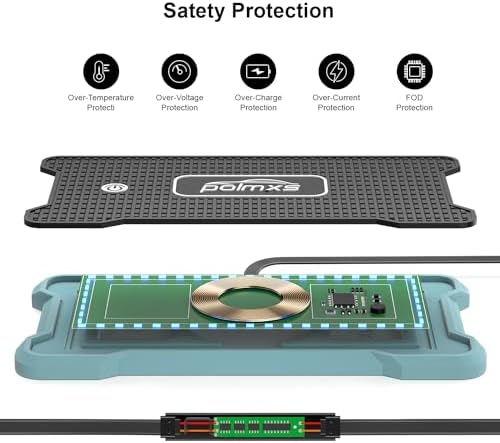 POLMXS Wireless Car Charger Pad – Fast Charging Station with RGB Lighting for i Phone 11/12/13/14/15 & Samsung Galaxy S21/S22/S23/S24 – Non-Slip Cordless Charging Mat for Air Pods – Sleek Design for Ultimate Convenience on the Go