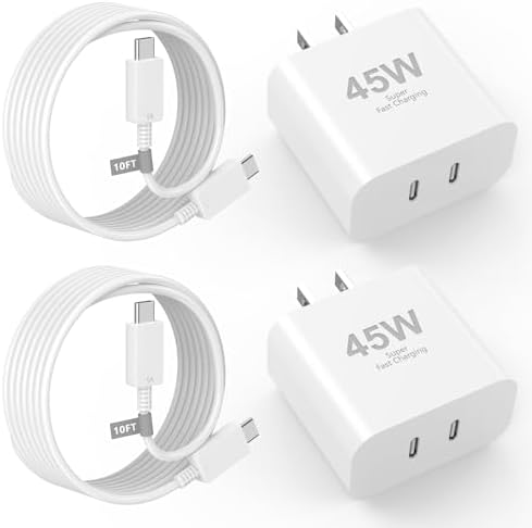 High-Speed 45 W USB-C Charger Duo for i Phone 15 & 16 Series | Includes 10 FT C-C Charging Cables | Dual Port Fast Charging Block with Safety Features | Ideal for Home, Office, and Travel Use High-Speed 45 W USB-C Charger Duo for i Phone 15 & 16 Series | Includes 10 FT C-C Charging Cables | Dual Port Fast Charging Block with Safety Features | Ideal for Home, Office, and Travel Use