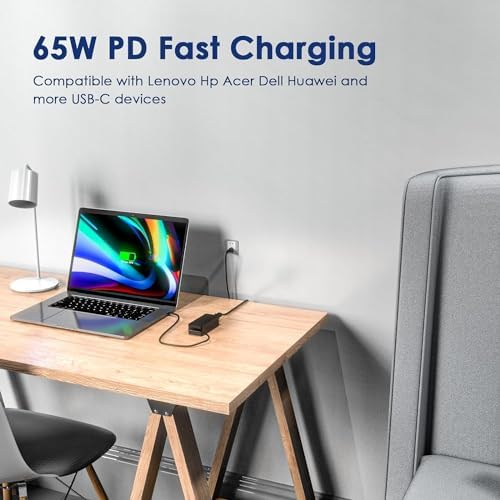 65 W USB-C Laptop Charger for Lenovo Yoga and Think Pad: Fast Charging Power Adapter for Yoga 6, 7, 9, Think Pad X1 Carbon, and More – Universal Compatibility with Multi-Protection Features for Safe and Efficient Use