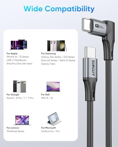 SUNGUY Coiled USB C to USB-C Cable 4FT, [2-Pack] Right Angle 90 Degree USBC to USBC Android Auto Carplay Cord for Car, for iPhone 16 15 Pro/Pro Max, Galaxy S24 S23 S22 (Grey) – Enhanced Compatibility and Speed