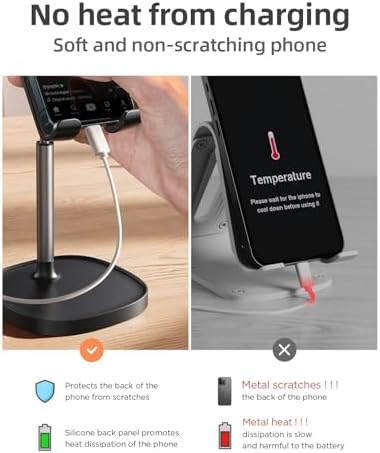 LISEN Cell Phone Stand Adjustable Phone Holer for Desk, Computer Office Desk Accessories for iPhone 16 Holder Women Kitchen Essentials Fits All Mobile Phones Switch Kindle iPads Tablet 4-10in Black – Enhanced Compatibility and Speed