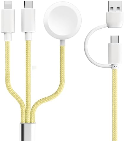 Ultimate 3-in-2 USB C Charging Cable for Apple Watch Ultra, SE & Series 1-8 – 4 FT Multi-Device Fast Charger in Stylish Gray – Sleek, Portable Solution for Effortless Power Anywhere – Streamlined Charging for Smartwatches and More