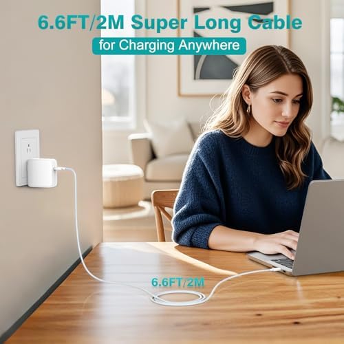 Ultra Compact 100 W USB-C Power Adapter for Mac Book Pro & Air (2019-2025) – Rapid Charge with 6.6 FT Braided Cable | Optimal Compatibility & Battery Preservation for Mobile Professionals