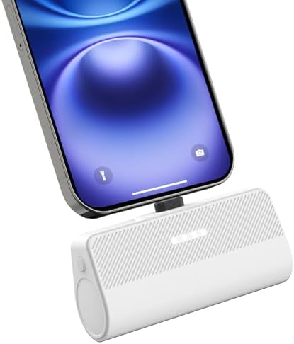 KKD 5000 m Ah Portable Charger for i Phone – MFi Certified Built-in Plug for Fast Charging on the Go, Compact Power Bank for i Phone 14/13/12/11/XR/X/SE/8/7/6/6 s/Pro Max/Plus & i Pad, Sleek Design for Ultimate Portability