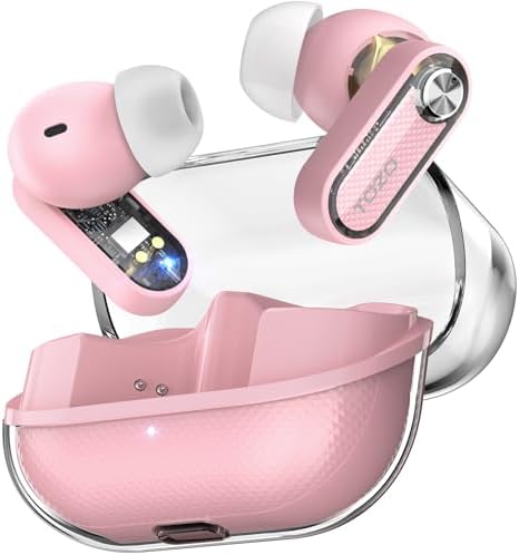TOZO Hybrid Active Noise Cancelling Wireless Earbuds – Premium 10 mm Drivers for Deep Bass & Crystal-Clear Audio, Smart ENC AI for Exceptional Call Quality, 32 Custom EQ Settings via App, Bluetooth 5.4 for Rapid Connectivity, Sleek Crystal Case for Enhanced Style & Protection – Ideal for Audiophiles and Professionals Seeking Superior Sound Performance