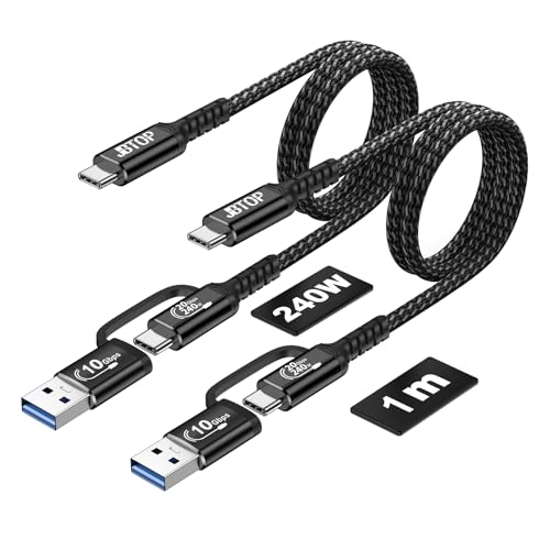 Premium USB A to C Android Auto Cable 3.3 ft [2 Pack] – Fast Charging USB C 3.1 & 20 Gbps Data Transfer for Seamless Connectivity with i Phone 16, Galaxy S23, Pixel 9 Pro – Enhanced Durability & Versatile Use for Car Play and Navigation
