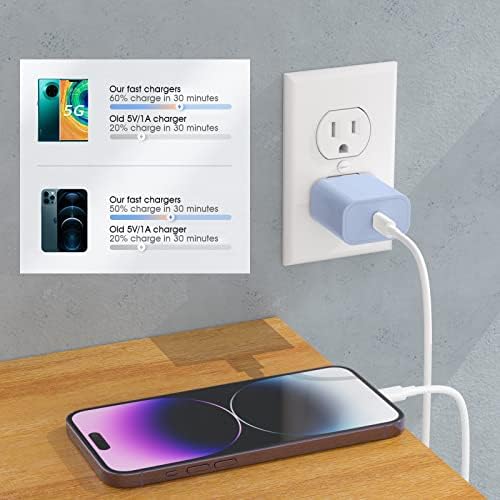 i GENJUN 4 Pack USB C Fast Charger Block – 20 W Power Delivery 3.0 Wall Adapter for i Phone 16/15/14, Galaxy & Pixel – Portable Type C Power Adapter for Air Pods Pro – Compact Travel Essential with Superior Speed and Compatibility