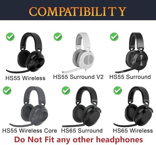 Transform Your Gaming Experience with SOULWIT Premium Replacement Earpads for Corsair HS65/HS55 – Luxurious Protein Leather & High-Density Foam for Maximum Comfort and Superior Noise Isolation – Ideal Fit for HS55 Surround V2 & Wireless Core Headsets in Sleek Grey