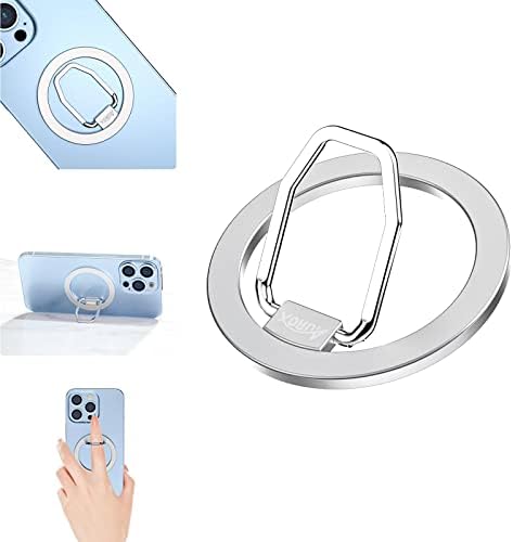 AUROX Magnetic Phone Ring Holder: Adjustable Grip & Stand for Mag Safe i Phones 12-16, Lightweight Aluminum with Powerful N52 Magnets, 360° Rotation & 125° Flip, Detachable for Seamless Wireless Charging – Perfect for Streaming, Photography & Everyday Use (Black)