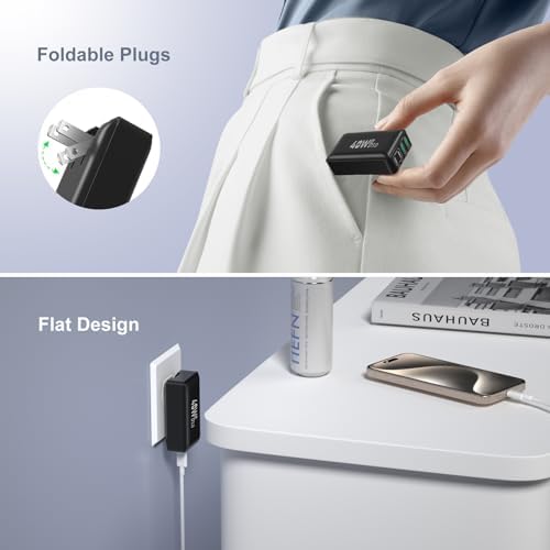Excgood 40 W Multi-Port USB C Charger Block – 4-Port Fast Charging Wall Adapter with Dual PD & QC Technology, Compact Foldable Design for Travel, Compatible with i Phone 16/15 Pro Max/14/13, i Pad, Galaxy S23 – Sleek Black Finish, 2-Pack for Ultimate Device Compatibility and Efficiency