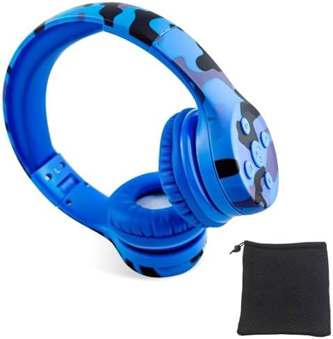 Light Blue Kids Bluetooth Headphones – Safe 93 d B Volume Limitation for Ear Protection – Foldable & Travel-Friendly Design – Built-in Microphone for Hands-Free Calls – Comfortable Wireless Headphones for Toddlers and Children – Perfect for School, Home, and Fun Activities