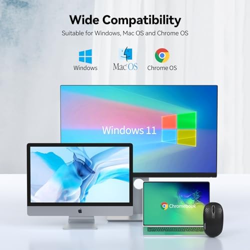 TECKNET 2.4 GHz Wireless Mouse – Ultra-Quiet & Portable Computer Companion with Adjustable DPI, USB Receiver, and Ergonomic Design for Seamless Use Across Chromebook, Laptop, PC & Mac – Enhance Productivity Effortlessly