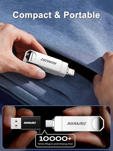 256 GB Rose Gold Flash Drive for i Phone & i Pad – Instant Storage Expansion, Plug & Play USB Memory Stick for Photos, Videos, and Backups – Compatible with Android & PC – Fast Transfer Speeds, No App Required, Ideal for Travel and Seamless Media Playback