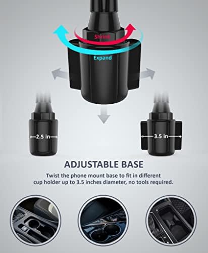 Dual Device Car Cup Holder Mount – Flexible Neck & 360° Rotatable Cradle for Enhanced Navigation – Universal Fit for i Phone, Samsung & GPS – Perfect for Hands-Free Convenience on the Road