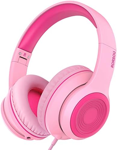 RORSOU K9 Kids Over-Ear Headphones with Microphone – Vibrant Blue Wired Stereo Headset for Ultimate Bass Experience, Ideal for School, Travel & Online Learning – 1.5 M Tangle-Free Cable for Effortless Connection with Smartphones, Tablets & MP3 Players