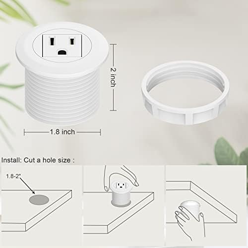 Revolutionary Mini Desktop Power Hub Grommet with 6.56 FT Extension Cord – Sleek Recessed Outlet for Effortless Charging of Laptops, Smartphones, and More – Ideal Desk Accessory for Clutter-Free Workspaces and Enhanced Device Compatibility