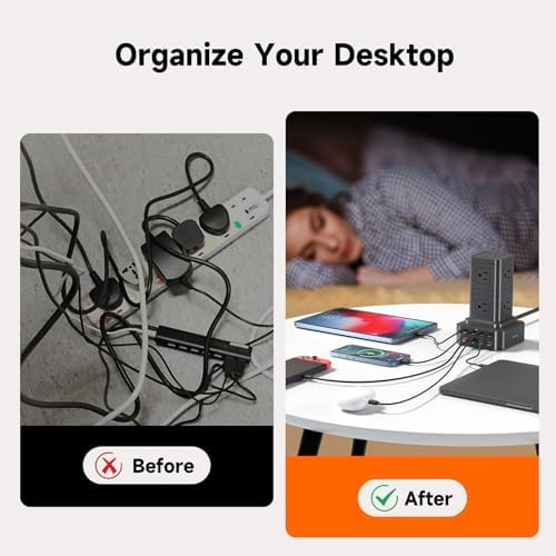 Revolutionize Your Charging Setup with the 100 W USB-C Multi-Device Power Strip – 13-in-1 Surge Protector Featuring 4 PD USB-C and 4 USB-A Ports for Rapid Charging of Mac Book Pro/Air, i Phone 15/14, i Pad, and More – Compact, Durable, and Designed for Seamless Office and Home Use