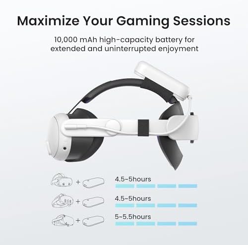 Elevate Your Gaming Experience with the KIWI Design B1 Plus 10000 m Ah Power Bank – Ultimate Compatibility for Meta Quest 3 S/Quest 3/Quest 2 Accessories, Lightweight & Ergonomic for Extended Playtime with Balanced Head Pressure, Fast Charging Power Bank for Uninterrupted Gameplay