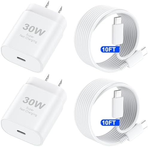 30 W USB-C Fast Charging Block with 10 FT Type C Cable – Ultimate Charging Solution for i Phone 16/15 Series and Beyond – Compact, High-Efficiency Power Adapter for Home and Travel Use – Safe and Reliable Device Charging