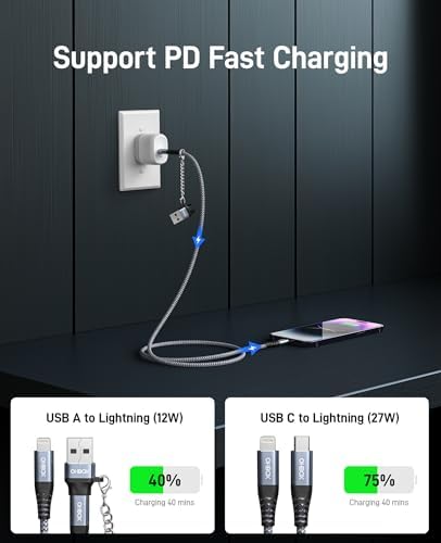 Experience Unmatched Charging Efficiency with the ohbox USB-C to Lightning Cable 3 FT – 3 Pack Fast Charging Braided Cords for i Phone 14/13/12/11 and i Pad – Ultimate Durability and Compatibility for Your Devices