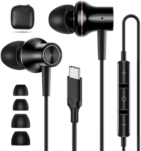 Transform Your Listening Experience with USB C Wired Earbuds – Premium Noise-Canceling In-Ear Headphones for i Phone 16, Galaxy S24 & Pixel 9 – High-Fidelity Sound with Deep Bass and Integrated Microphone – Perfect for Music Lovers and Daily Use
