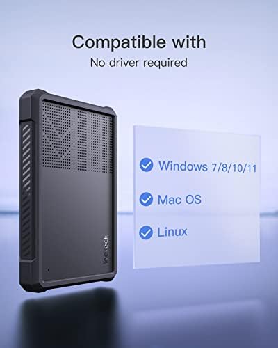 High-Speed Inateck USB 3.2 Gen 2 Hard Drive Enclosure for 2.5 Inch SSDs & HDDs – 6 Gbps Transfer with UASP Technology, Shock-Resistant Silicone Case, Tool-Free Setup for Effortless Storage Expansion