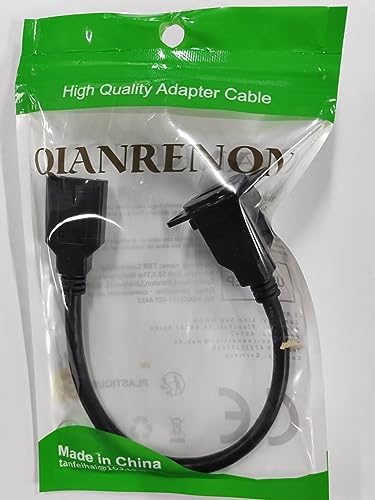 Premium QIANRENON USB 3.0 Panel Mount Adapter – High-Speed 5 Gbps Female to Female Connector for D-Panel/XLR-Panel – 25 cm Short Cable for Streamlined Installations – Durable, Versatile Data Transfer Solution for Professionals and Hobbyists