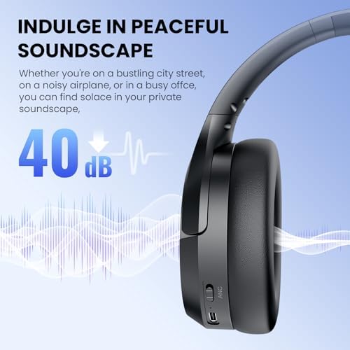 Premium Active Noise Cancelling Over-Ear Bluetooth Headphones – 80-Hour Playtime for Uninterrupted Listening, Deep Bass Audio Experience, Comfort-Focused Memory Foam Cushions, Enhanced ENC Microphone for Superior Call Clarity – Perfect for Frequent Travelers and Remote Workers with Quick Bluetooth Connectivity and Wide Compatibility