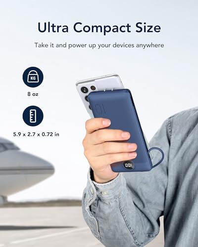 VEGER 10000 m Ah Slim Fast Charging Portable Power Bank with Built-In Cables and Wall Plug – Essential Travel Battery Pack for i Phone, i Pad, Samsung & More in Vibrant Green – Unmatched Convenience and Speed for Mobile Users