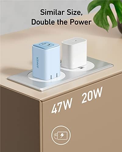Anker 47 W USB C Nano Charger – Ultra-Compact Foldable Ga N Wall Adapter for Fast Charging i Phone 16/15, Galaxy & Pixel Devices – Dual Port Power Delivery with Enhanced Compatibility & Travel-Friendly Design (White)