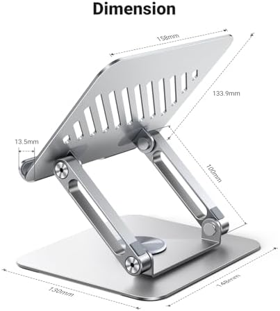 UGREEN 360° Rotating Aluminum Tablet Stand – Adjustable Dual Rod Holder for Enhanced Support and Stability – Ideal for i Pad Pro, Air, Mini, and E-Readers – Perfect for Home and Office Use – Sleek, Portable Desk Accessory for Effortless Viewing and Productivity