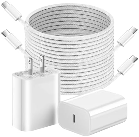 High-Speed 20 W USB C Charger Block for i Phone 15 Series – Portable Rapid Charge with 6 FT Cable | Enhanced Power Delivery & Safety Features for i Pad Compatibility and Ultimate Convenience