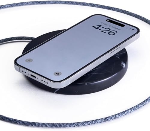 Elevate Your Charging Experience with the Einova Dual Classic Stone – Luxurious Dual Wireless Charging Pad in Authentic Cream Marble, Crafted in Italy, Qi Certified for Fast and Efficient Charging of Smartphones, Wireless Earbuds & More – Includes 6 ft USB-C Cable and Non-Slip Design for Stable Use