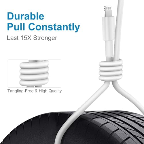 Ultimate 20 W Fast Charging Solution: Apple Certified 6 ft USB-C to Lightning Cable with High-Speed Charger Block – Ideal for i Phone 14 Pro Max, 13 Plus, 12 Mini, 11 & i Pad – Convenient 2-Pack for Home and On-the-Go Use
