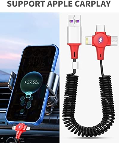 AICase 90 Degree Coiled Lightning Cable – 6 ft Flexible Nylon Charging Cord with Right Angle Design for Enhanced Gaming Experience, LED Indicator for Fast Charge & Data Syncing, Compatible with i Phone XS/XS Max/XR/X/8/8 Plus/7/7 Plus, i Pad Pro & More