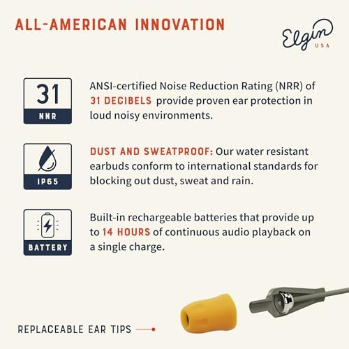 Elgin Discord Gen 3 Bluetooth Earplug Earbuds – OSHA-Compliant Wireless Noise-Isolating Headphones for Industrial Professionals, Engineered for All-Weather Durability, Enhanced Device Compatibility, and Unmatched Sound Clarity in Challenging Environments