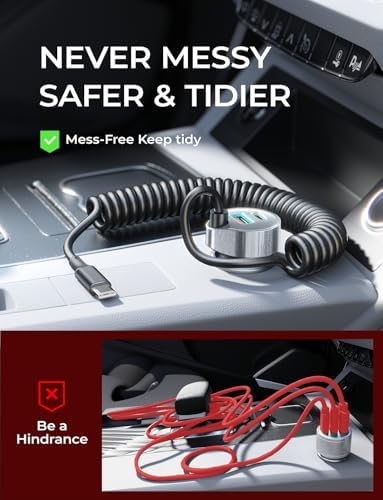 LISEN 65 W USB-C Car Charger for i Phone 16 & 15 Pro Max – Ultra-Fast Dual-Port Power Adapter for i Pad Pro, Samsung Galaxy S25/S24 Ultra, Google Pixel & Android Devices – Sleek Silver Design with Advanced Safety Features for Effortless On-the-Go Charging