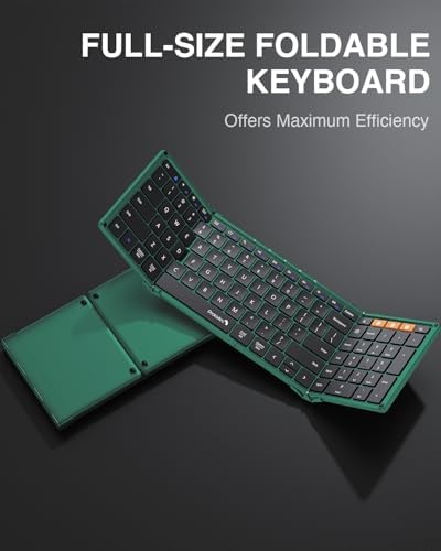 Portable Full-Size Proto Arc Bluetooth Keyboard XK01 – Foldable Wireless Keyboard with Numeric Keypad for i Pad, Tablets, Smartphones, and Laptops – Rechargeable Multi-Device Solution for Windows, i OS & Android – Ultimate Travel Companion for On-the-Go Professionals