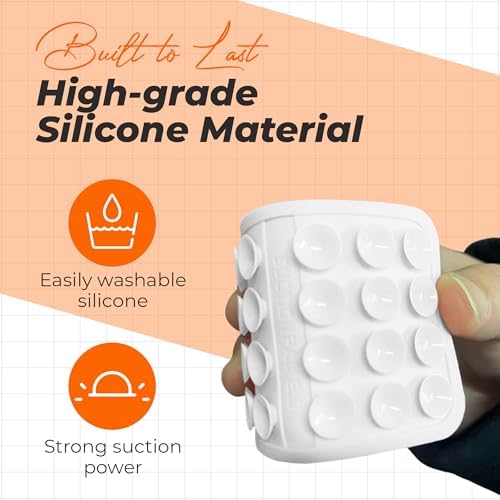 Maximize Your Mobile Creativity: 2-Pack Sticky Silicone Suction Phone Grip with 24 Powerful Suction Cups for Secure Hands-Free Selfies and Videos – Compatible with i Phone, Samsung, and Android – Durable Black Accessory for Ultimate Versatility and Convenience