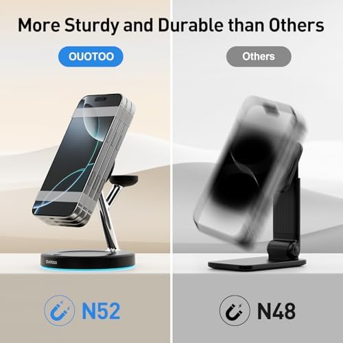2025 Premium 3-in-1 Wireless Charging Station for i Phone 16, 15, 14, 13, 12 – Mag-Safe Compatible Charger Stand for Air Pods and i Watch – Fast, Efficient Power Hub with Sleek Design and Overcharge Protection for Home or Travel