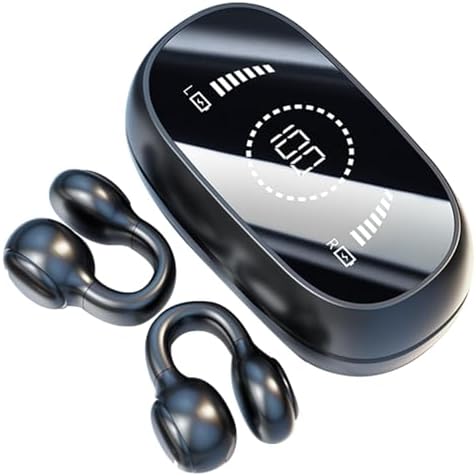 Revolutionary Wireless Clip-On Bone Conduction Earbuds – Open Ear Bluetooth Headphones for Ultimate Comfort and Safety – Waterproof Design for Active Lifestyles – Superior Sound Quality with Seamless Device Compatibility – Ideal for Sports and Outdoor Adventures
