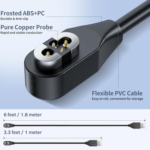 ANMONE Enhanced Dual-Length Charging Cable Set for Open Swim Pro/Pro 2 – 3.3 ft & 6 ft Magnetic USB Charger for S710 Open-Ear Headphones – Secure, Fast, and Durable Replacement Solution