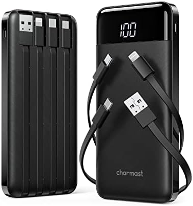 Travel-Ready Dual Pack Portable Chargers with Built-In Cables – 10,000 m Ah Slim Power Banks Featuring 6 Outputs & 3 A Fast Charge for i Phone, Samsung, Pixel, LG, Moto, i Pad – Ultimate Multi-Device Charging Solution for On-the-Go Efficiency