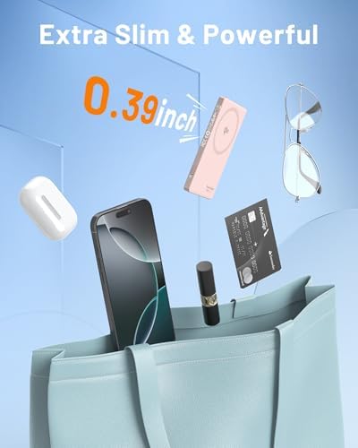 Ultra-Slim Mag Safe Battery Pack – 15 W Qi2 Certified Fast Wireless Charger for i Phone 12/13/14/15/16 – 5000 m Ah Portable Power Bank with PD20 W USB-C Cable – Perfect Travel Companion for On-the-Go Power Solutions