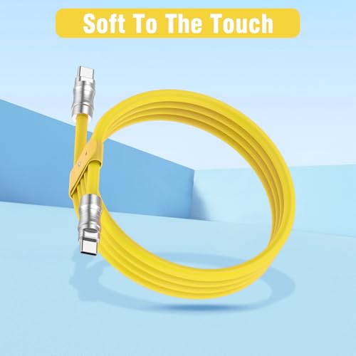 USB C to USB C Silicone Cable 2Pack 10FT, Ultra Flexible & Soft USB Type C 100W Fast Charging Cable, Geek Industrial PD Data Transfer Cable for Phones,Tablet,Laptops(Yellow) – Enhanced Compatibility and Speed