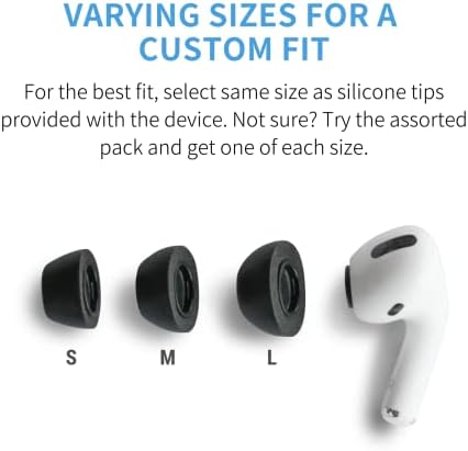 Upgrade Your Listening Experience with Comply Memory Foam Earbud Tips for Apple Air Pods Pro 1 & 2 | Superior Comfort & Secure Fit | Premium Noise Isolation Design | Anti-Slip Technology | Black, Medium (3 Pairs) for Enhanced Sound Quality and Longevity